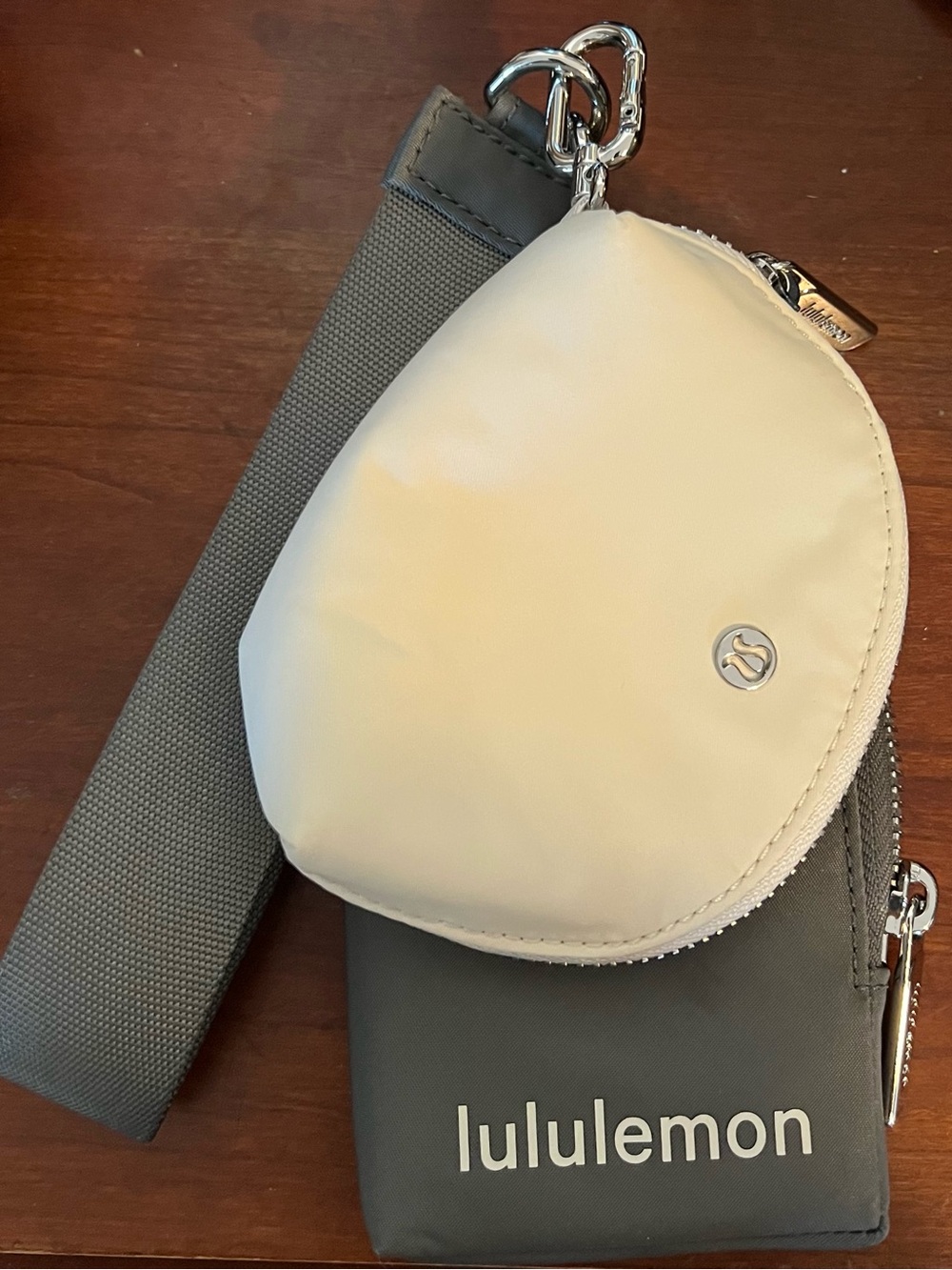 Lululemon Dual Pouch Wristlet Grey Sage Light Ivory Cream